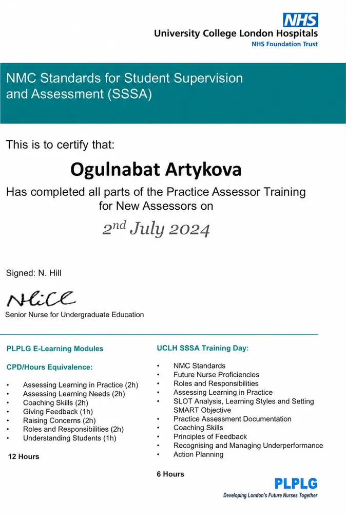 Clinical certification for aesthetic procedures