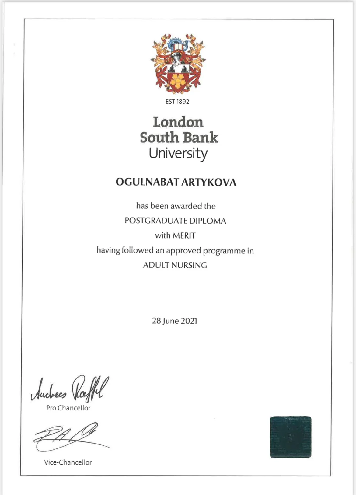 Professional certification held by Aesthetics by Clouds