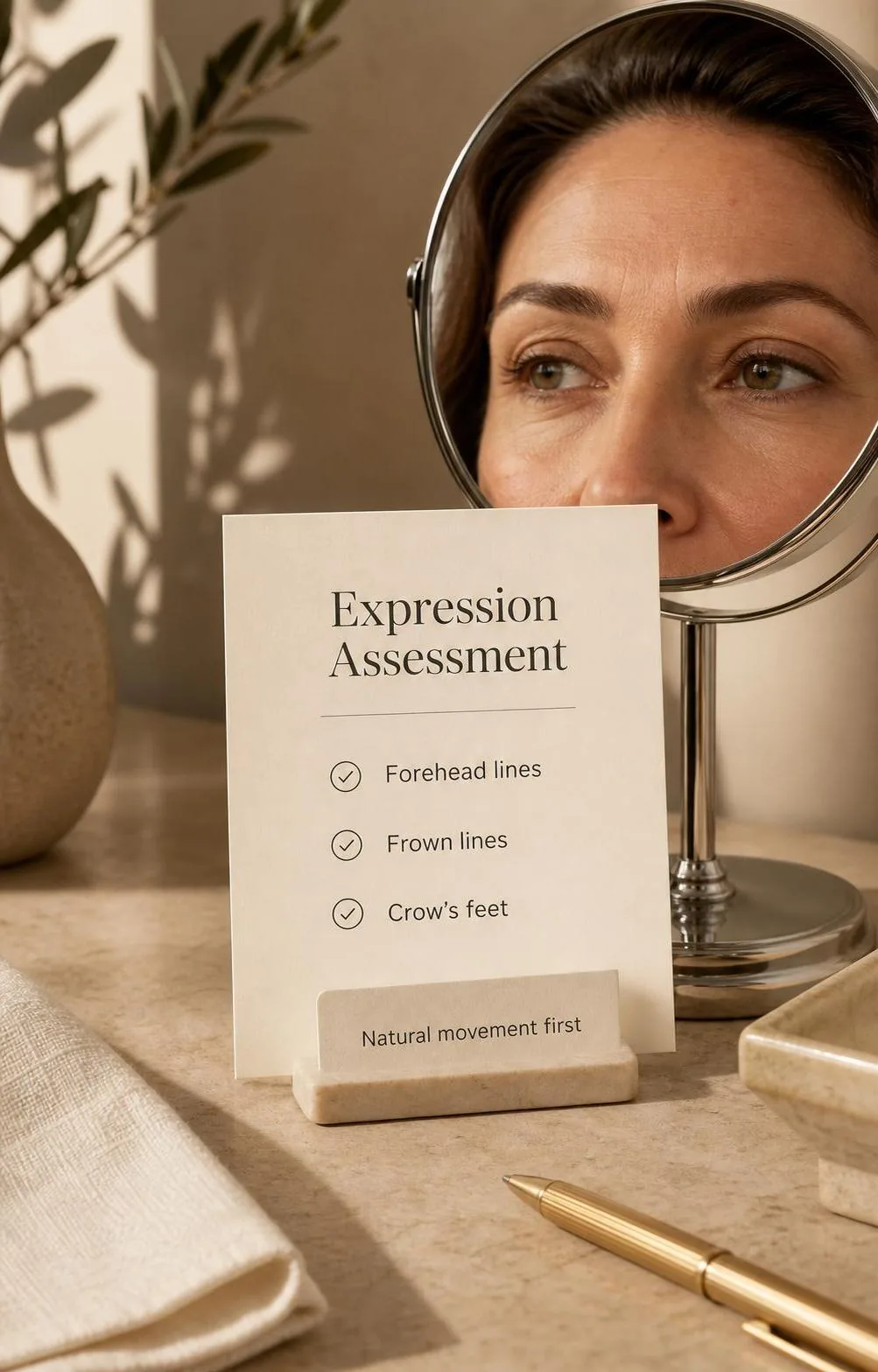 Practitioner facial assessment prior to anti-wrinkle treatment
