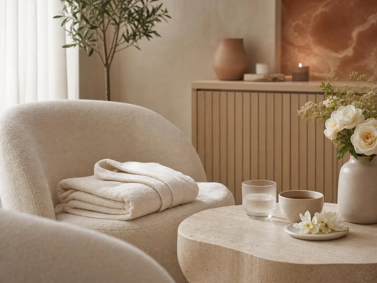 Comfortable recovery lounge after body sculpting treatment