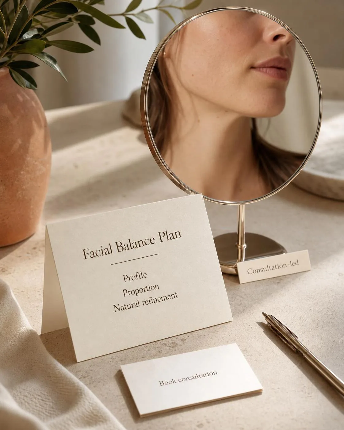 Facial proportion consultation and mirror assessment