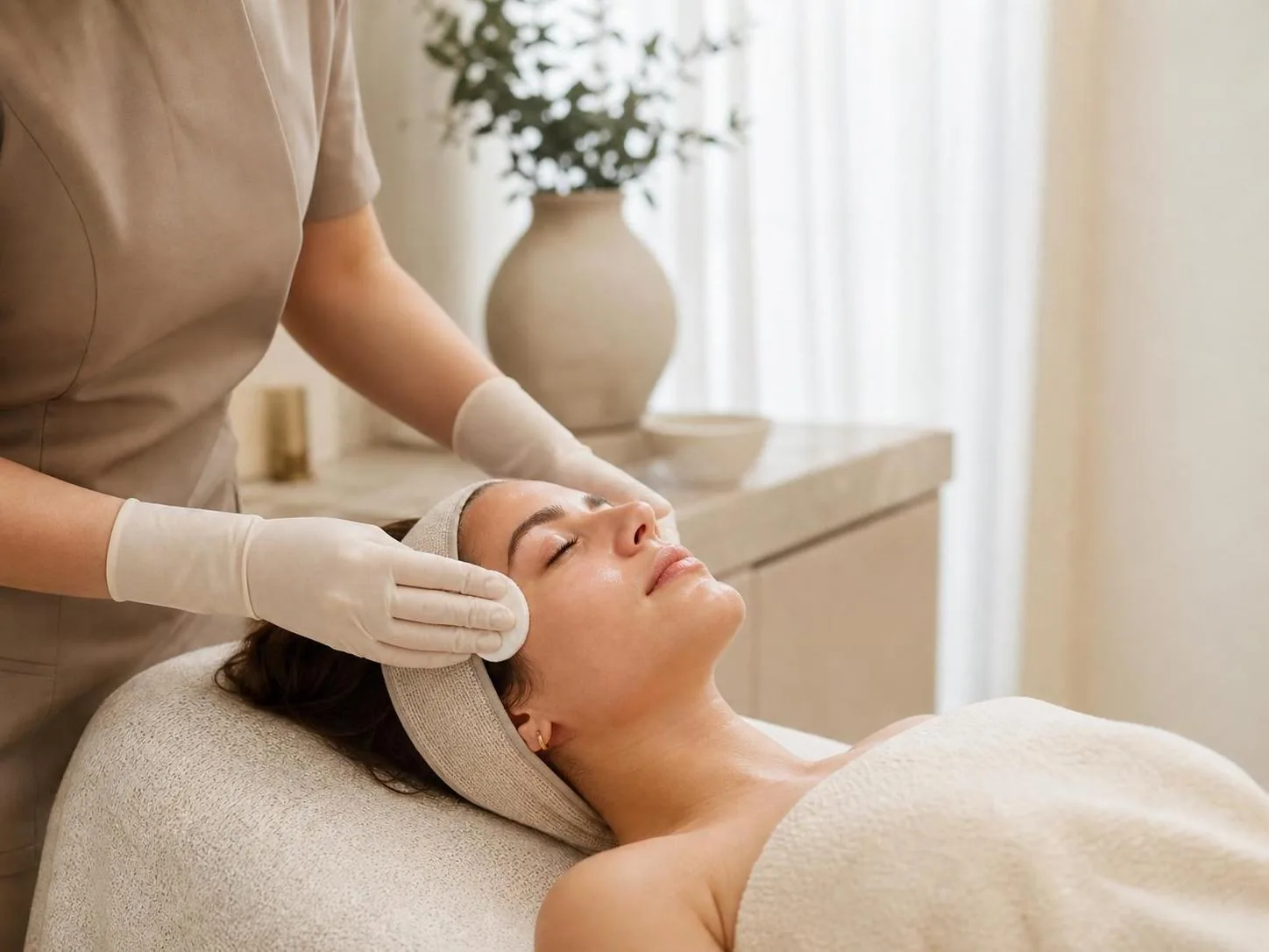 Gentle application of PCA Skin facial treatment